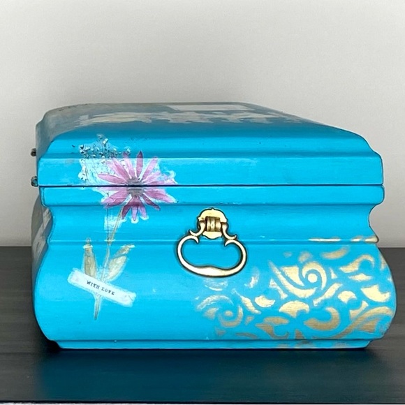 Tourquoise Wildflower Vintage Painted Jewelry Box - Picture 8 of 11